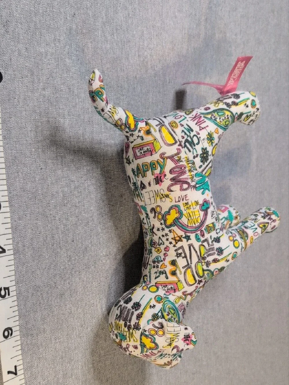 Victoria’s Secret PINK Dog Plush Doodle Print Stuffed Animal 8” Toy